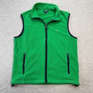 Vineyard Vines Vest‎ Mens Medium Green Fleece Full Zip Jacket Golf Travel Preppy